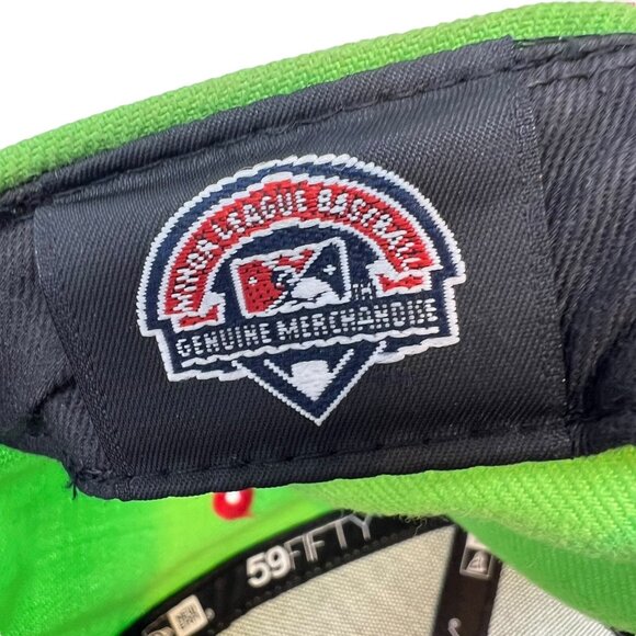 Lake Erie Captains Picantes de Lake County MiLB New Era 7 1/2 Hat Cap Neon Green - Picture 9 of 11